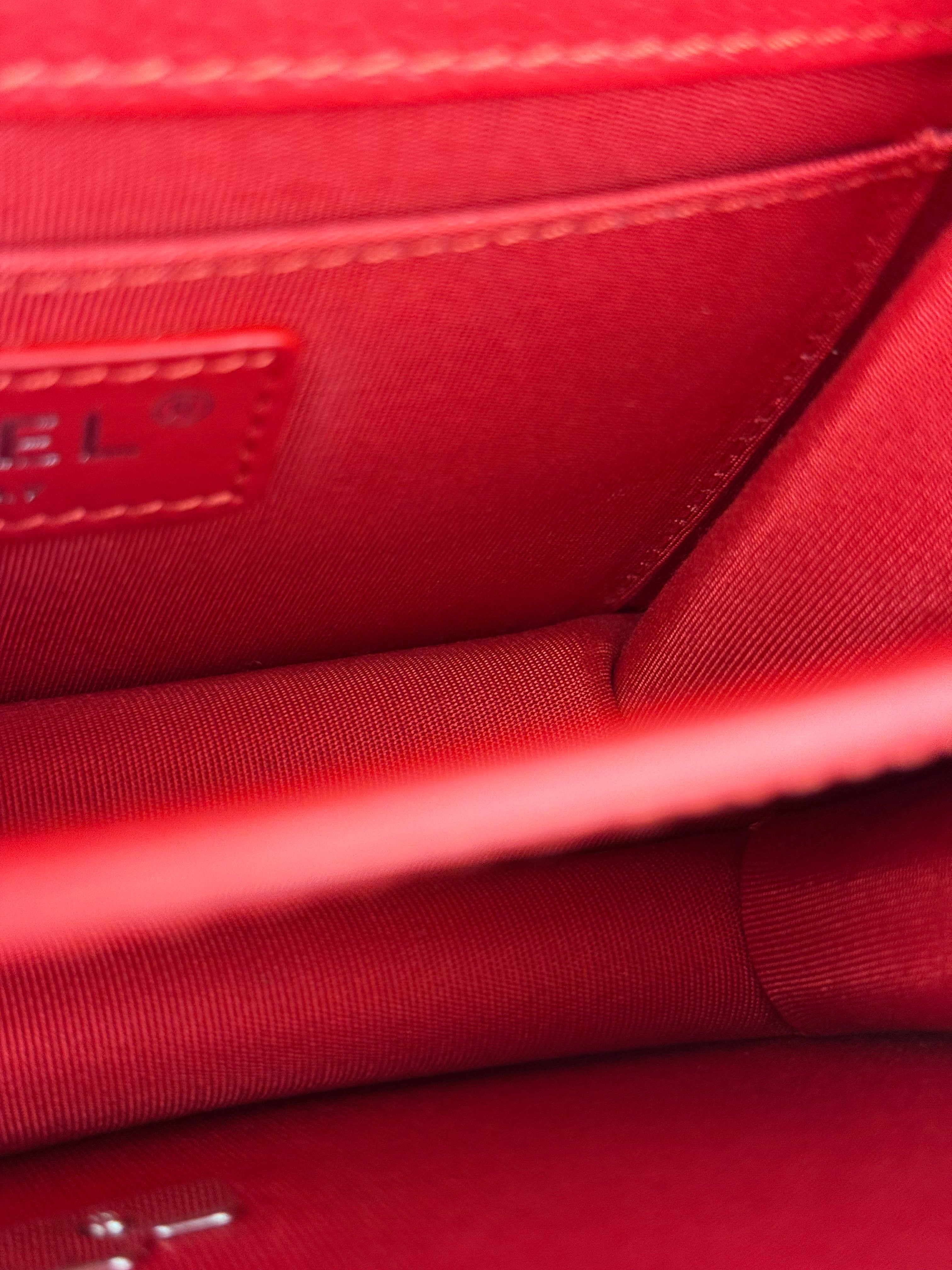 Chanel Red Calfskin Small Box Flap 2017