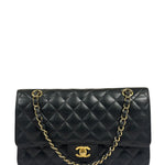 Chanel Black Quilted Caviar Double Flap Bag 2012