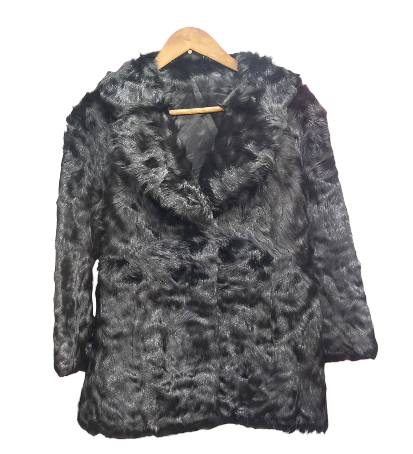 Moon Bat x Golden Leaf Vintage Black Rabbit Fur Coat