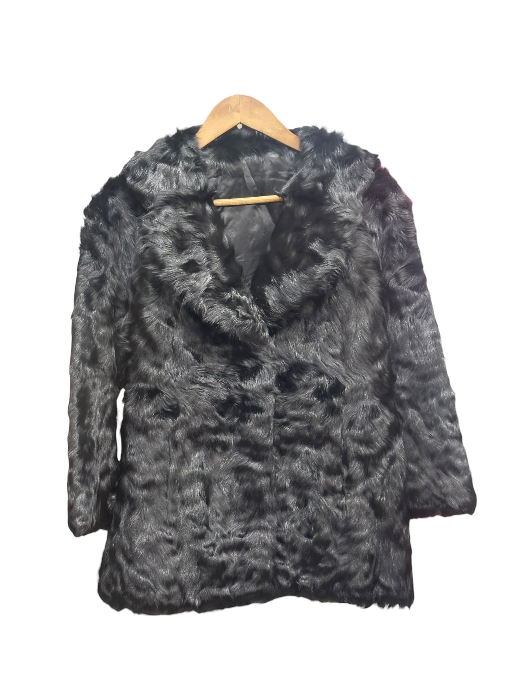 Moon Bat x Golden Leaf Vintage Black Rabbit Fur Coat