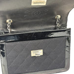 Chanel Black Patent Leather Trim/Cotton 2.55 Reissue Flap Bag 2000