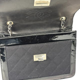 Chanel Black Patent Leather Trim/Cotton 2.55 Reissue Flap Bag 2000