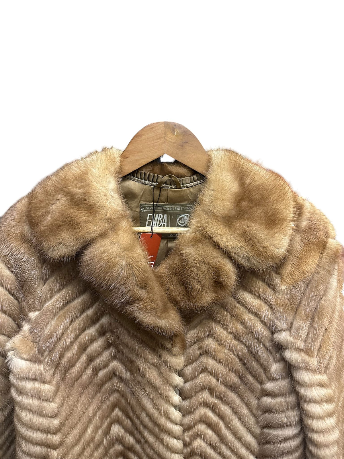 Vintage Emba Light Brown Chevron Mink Fur Coat
