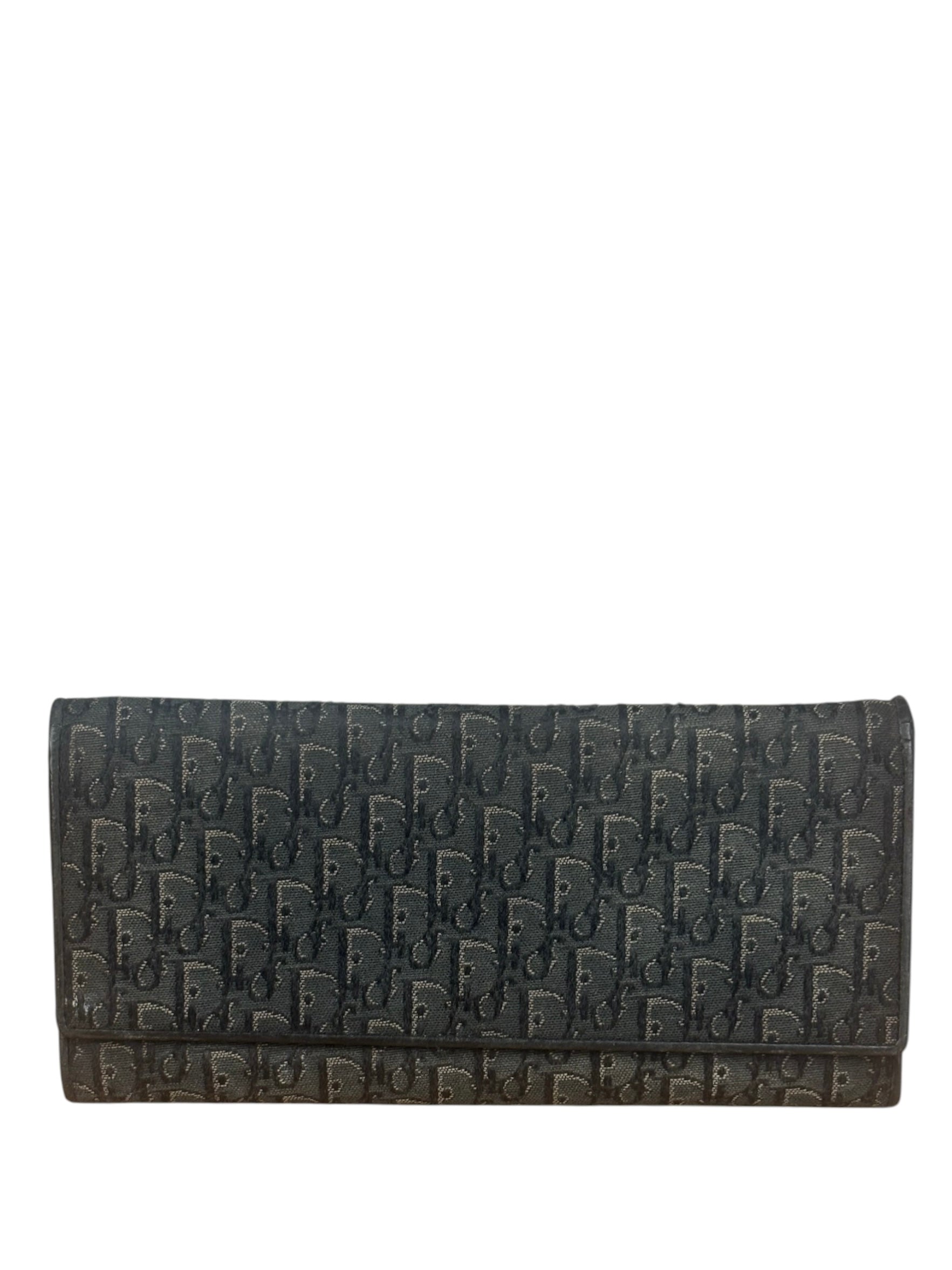 Christian Dior Vintage Black Canvas Trotter Long Wallet
