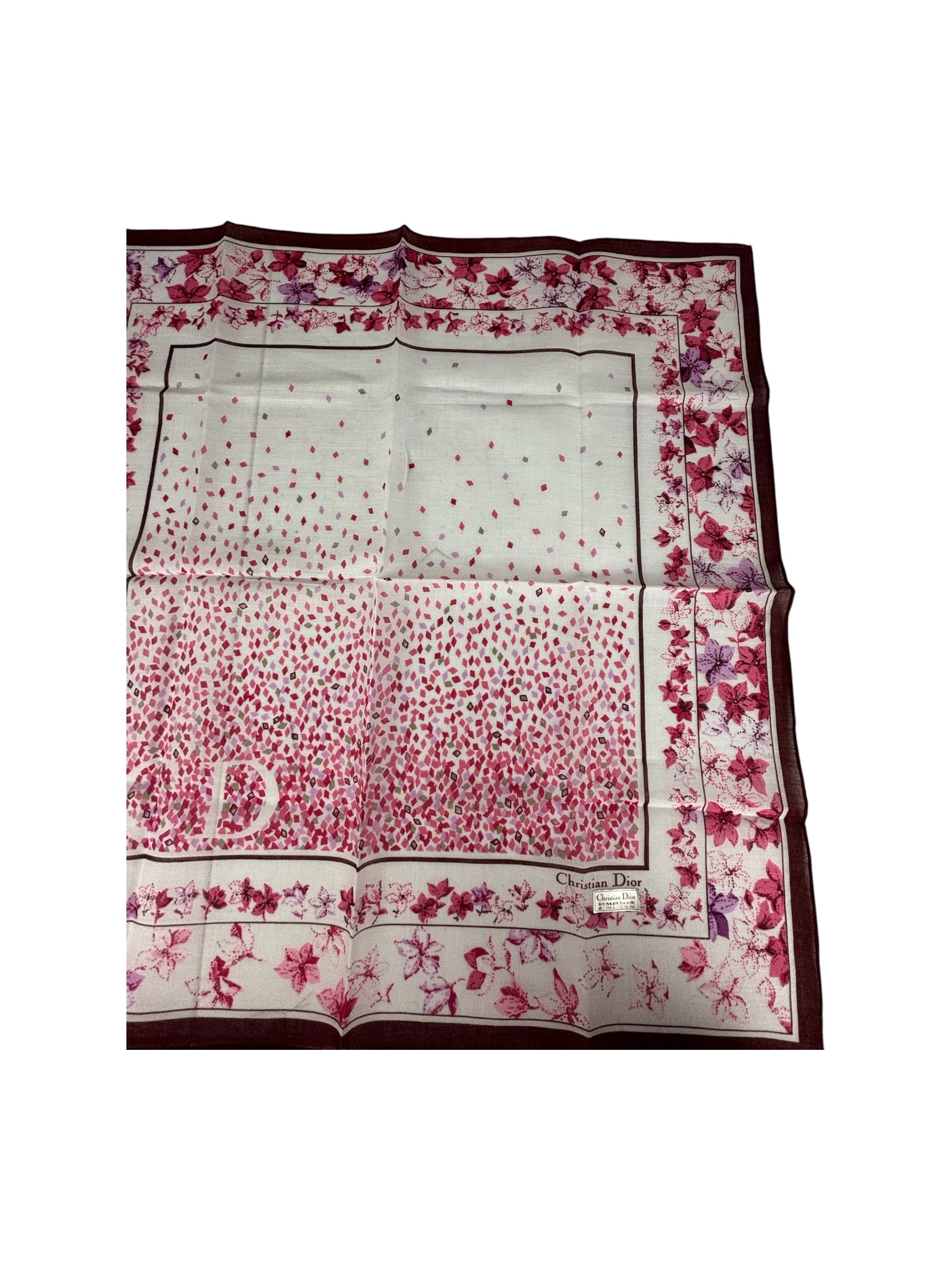 Christian Dior Vintage Floral Print Silk Handkerchief/Scarf