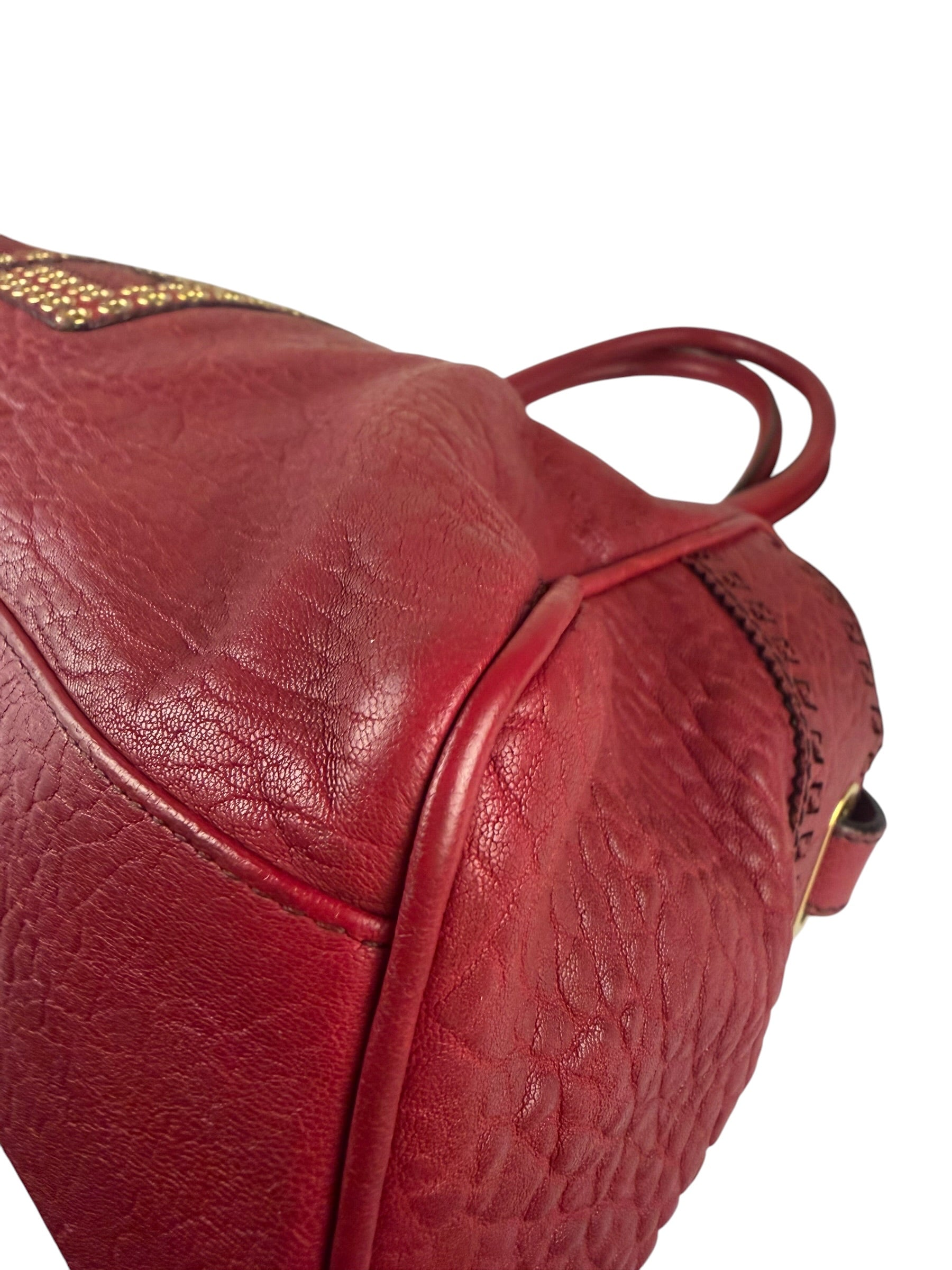 Fendi Red Grained Leather Etniko Shoulder Bag