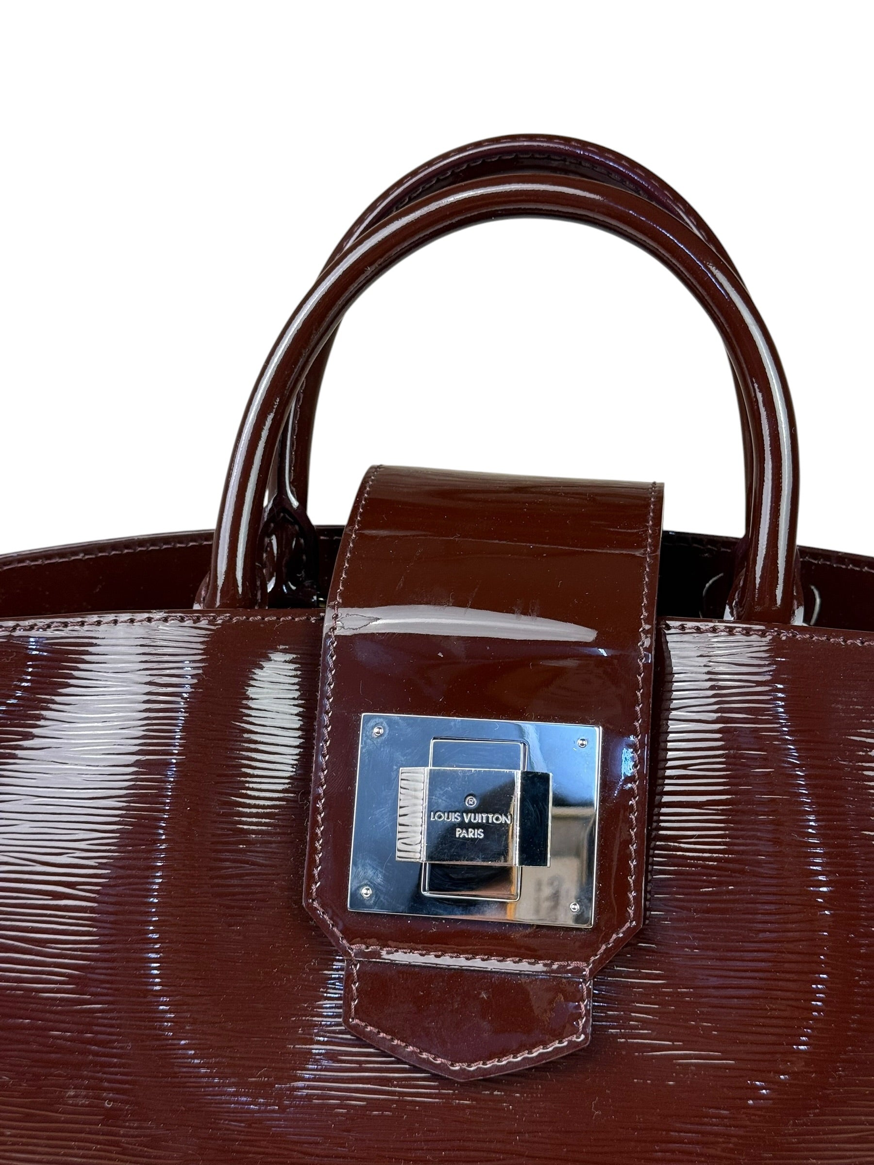 Louis Vuitton Burgundy Epi Patent Leather Electric Mirabeau Handbag MM