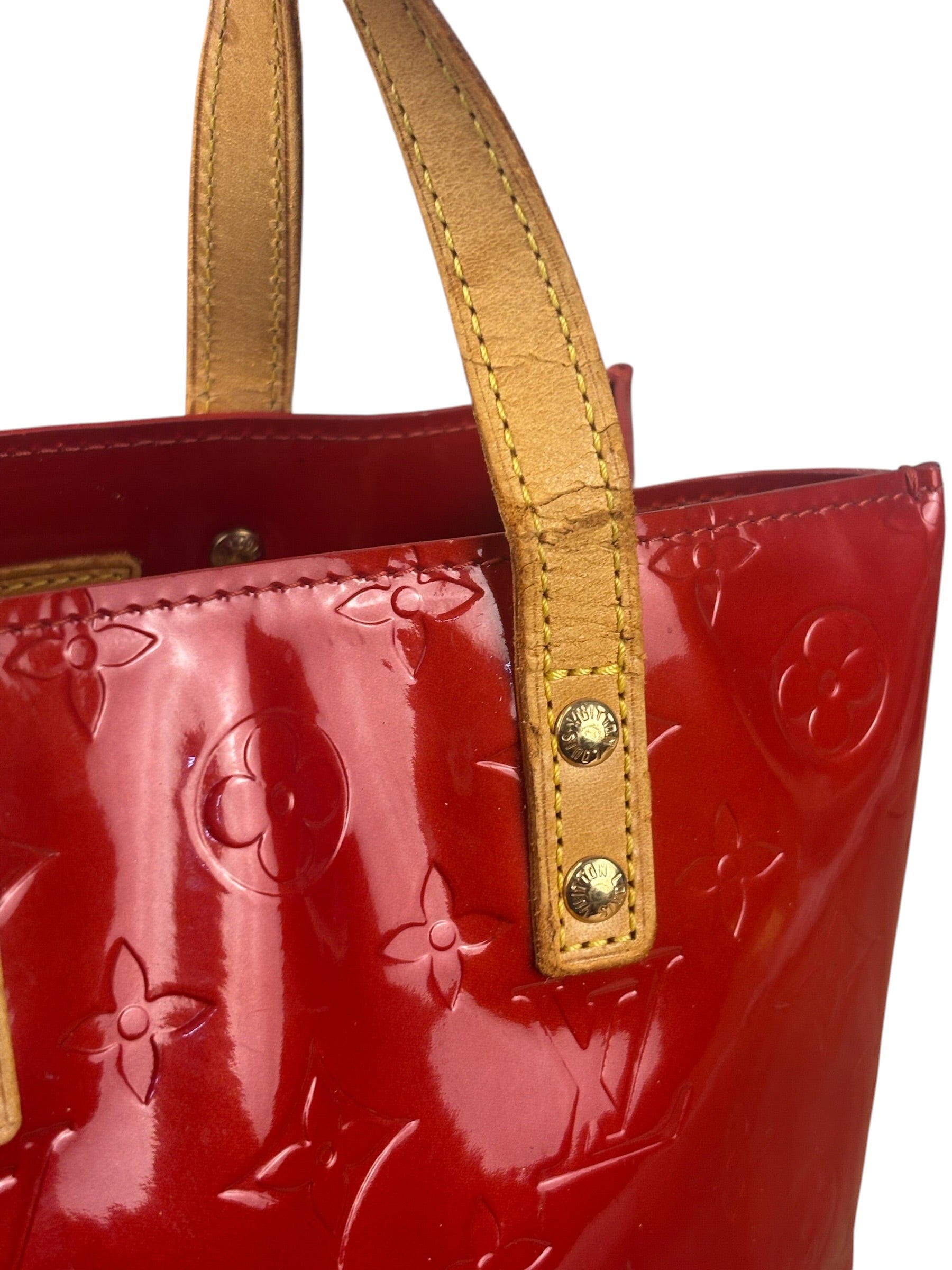 Louis Vuitton Red Canvas Monogram Vernis Hand Bag
