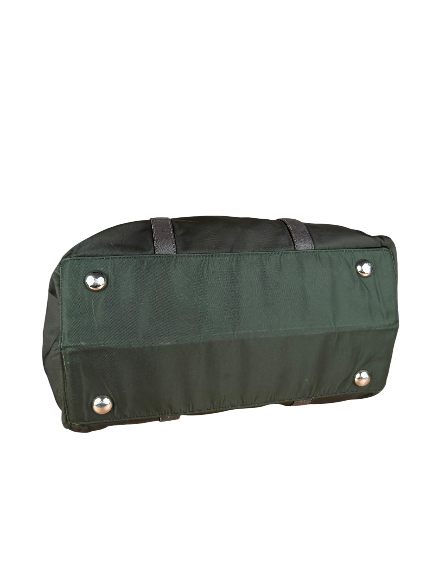 Prada Vintage Green Nylon Top Handle Bowler Bag