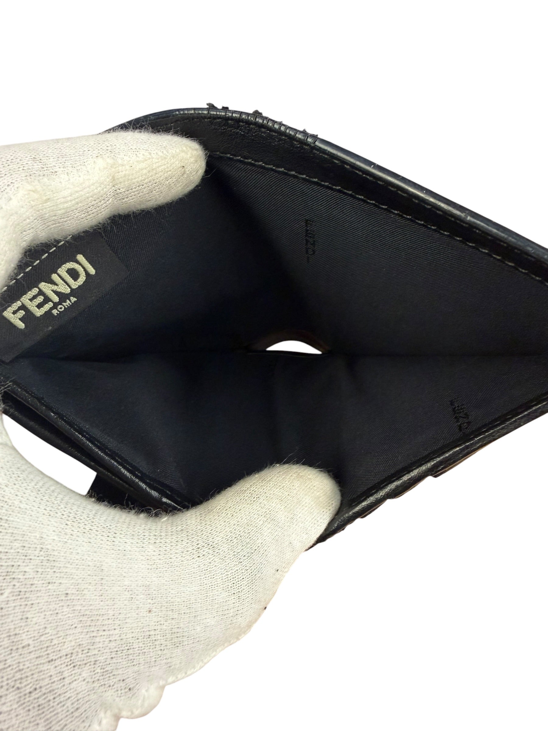 Fendi Black Leather Bifold Compact Wallet