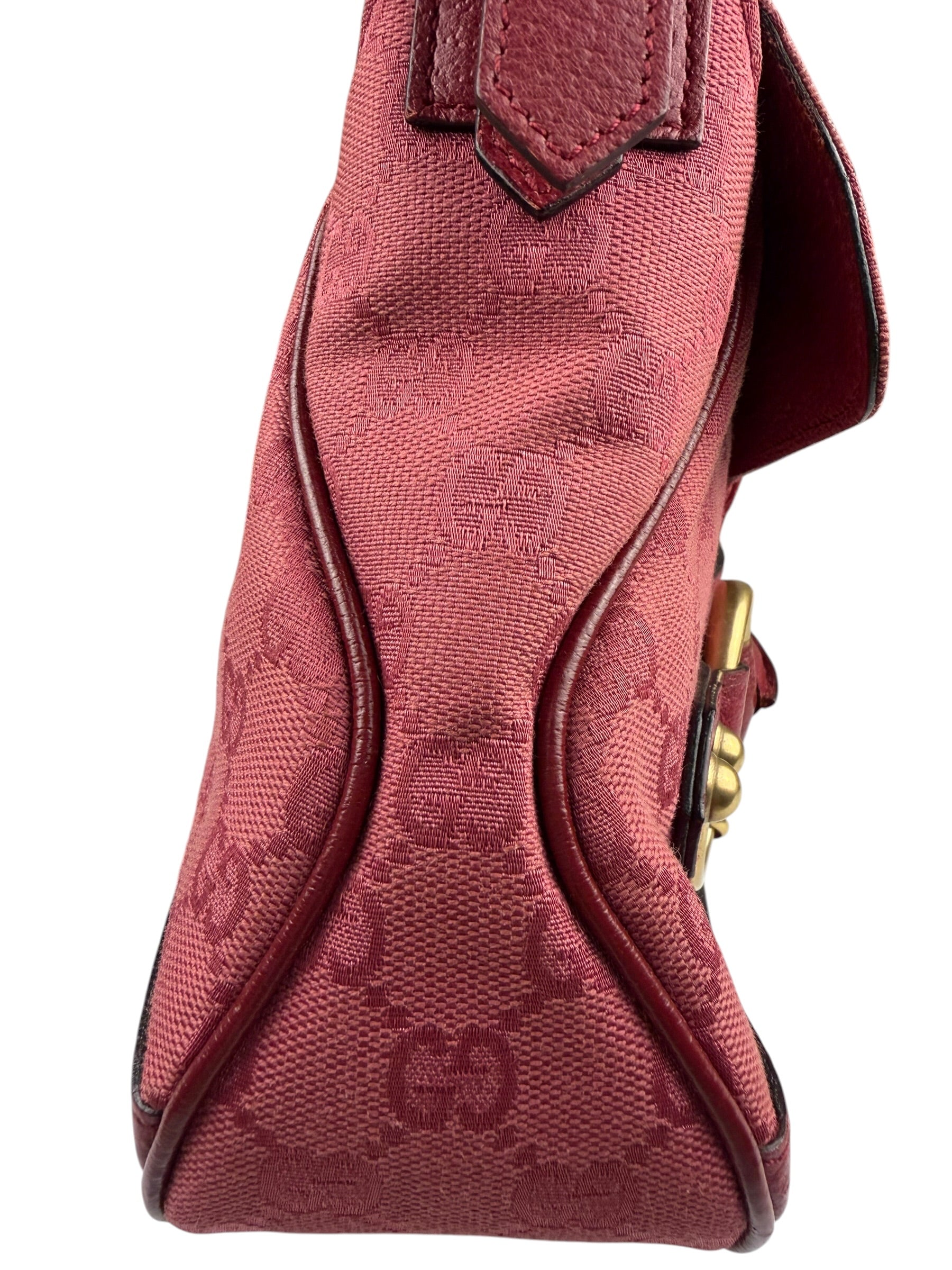 Gucci GG Vintage Pink Canvas Horsebit Shoulder Bag