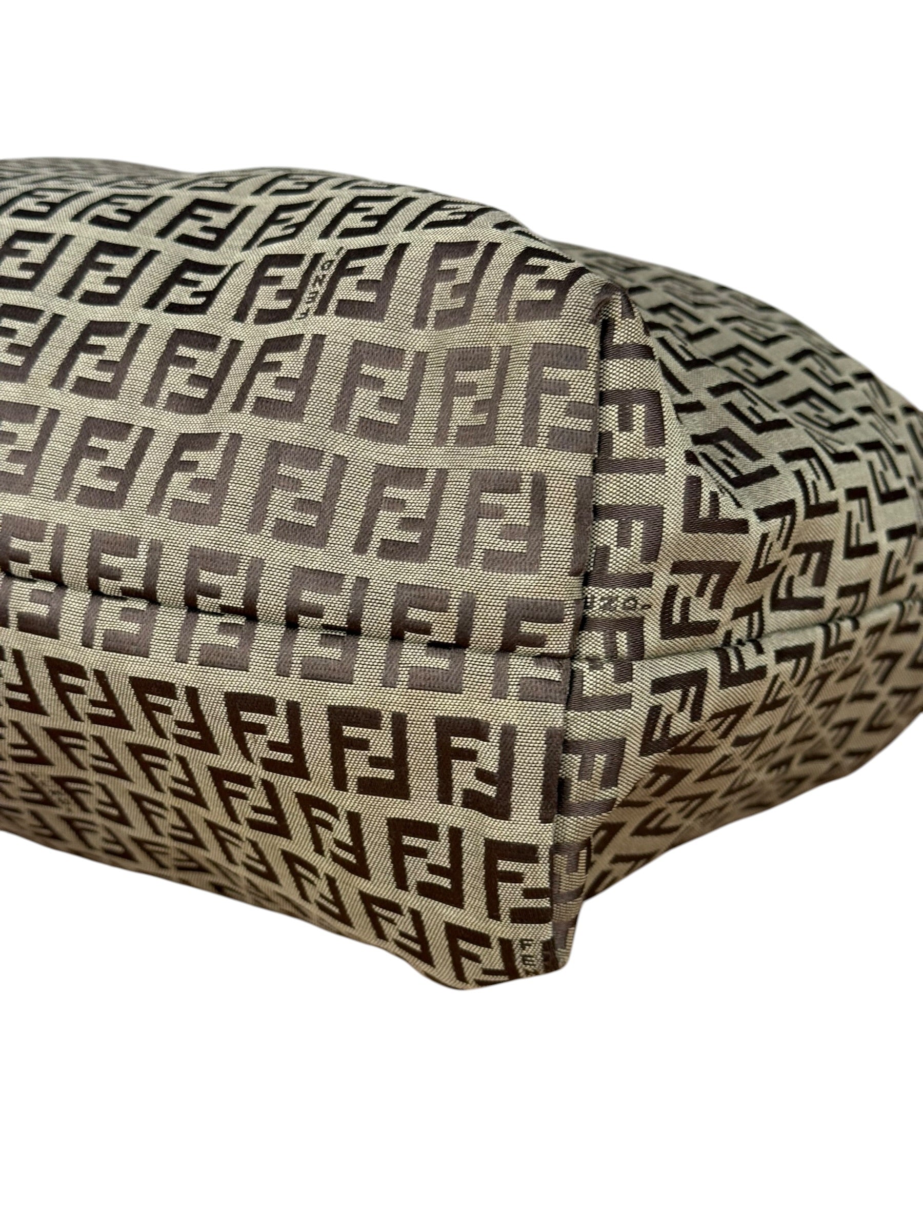 Fendi Vintage FF Canvas Print Zip Shoulder Tote