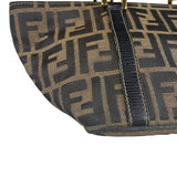 Fendi FF Black Leather Trim Zucca Mamma Pochette