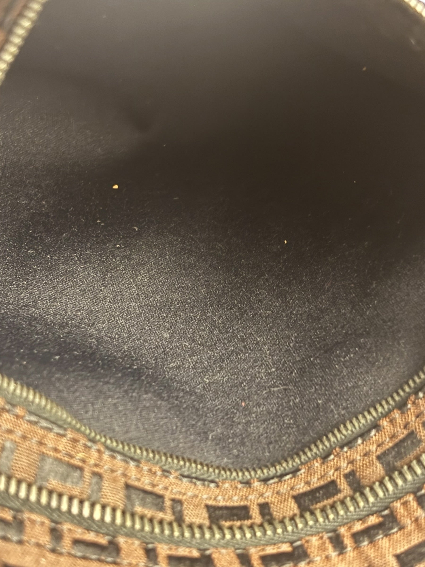 Fendi FF Vintage Brown Zucca Print Zip Shoulder Tote