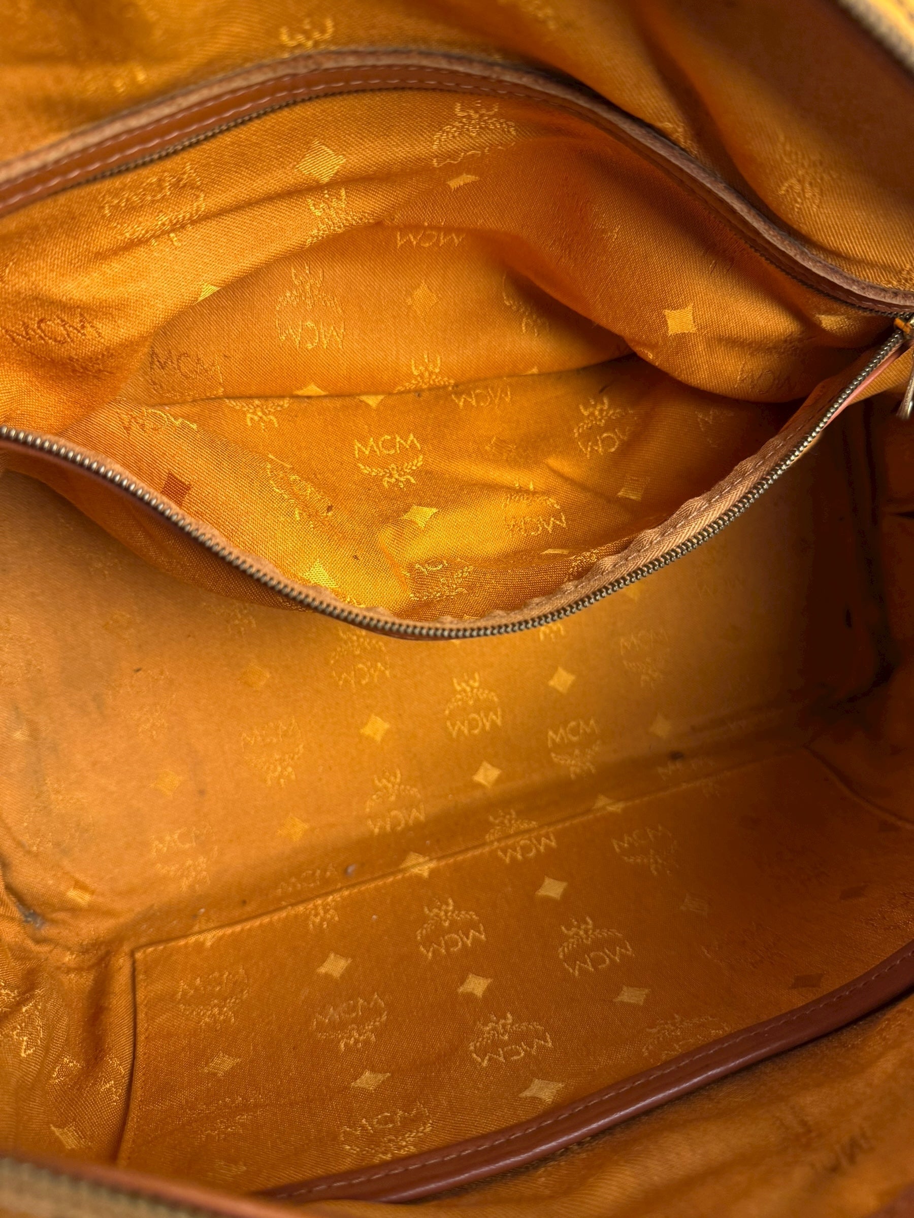 MCM Vintage Leather Logo Boston Handbag