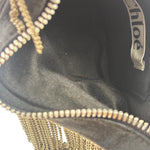 Chole Black Nylon Chain-Link Crescent Mini Hobo Bag