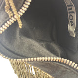 Chole Black Nylon Chain-Link Crescent Mini Hobo Bag