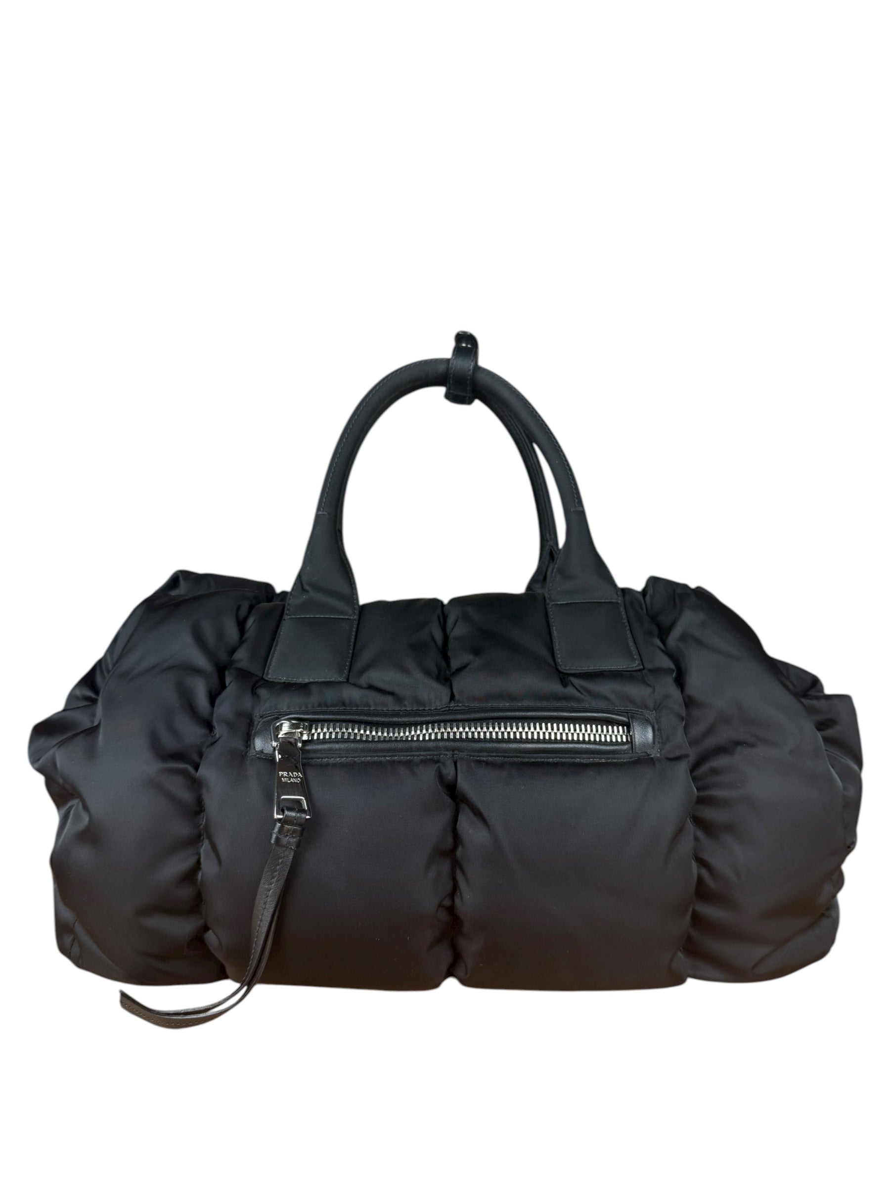 Prada Black Quilt Bomber Duffle Bag