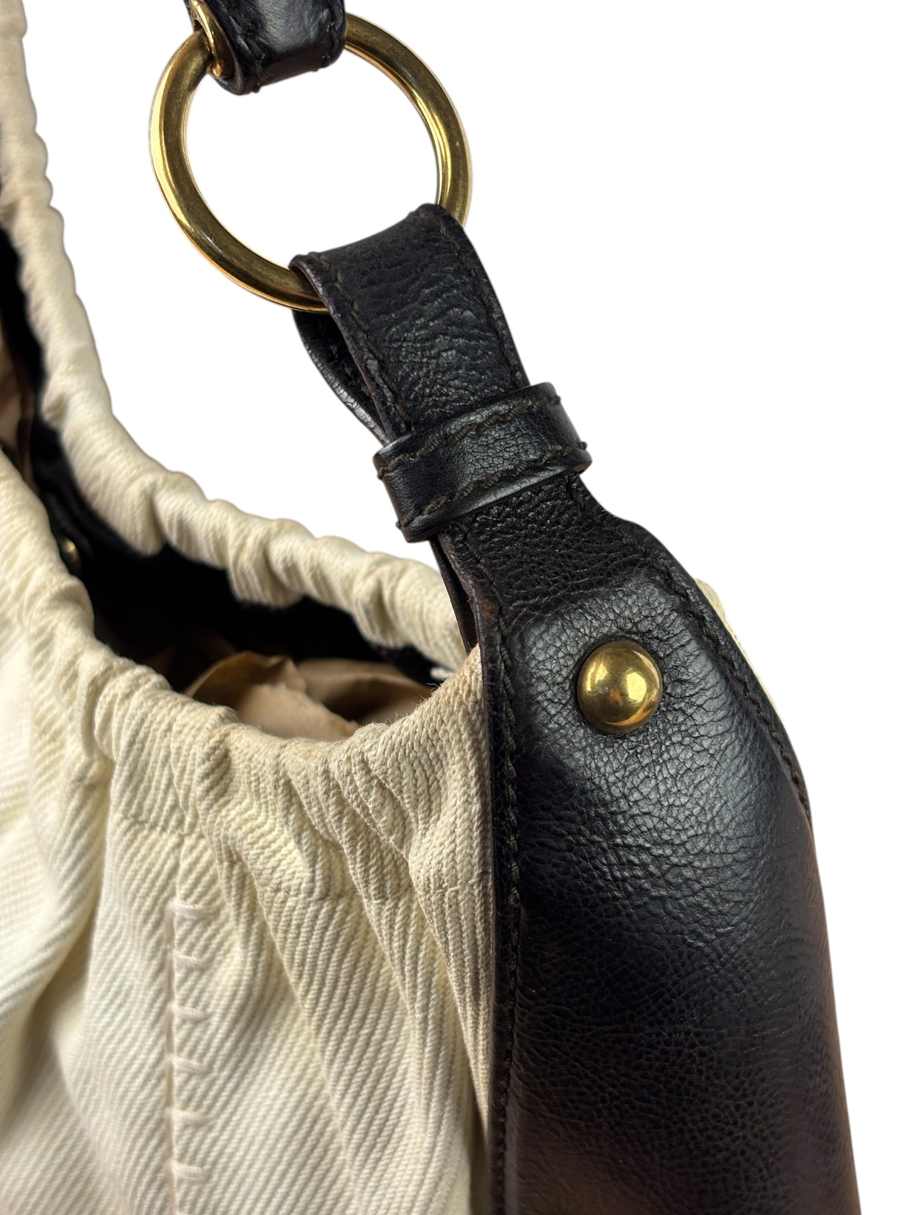 Saint Laurent White Canvas Mombasa Hobo Bag