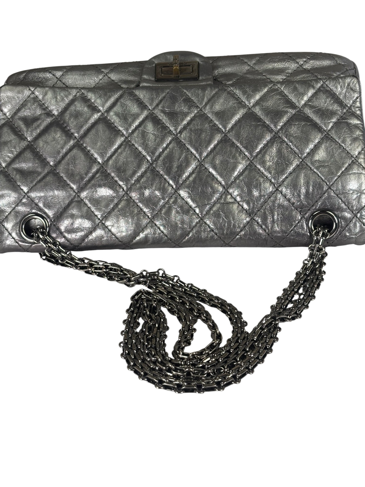 Chanel Metallic Silver Quilted Leather 2.55 Reissue Double Flap Bag 2008