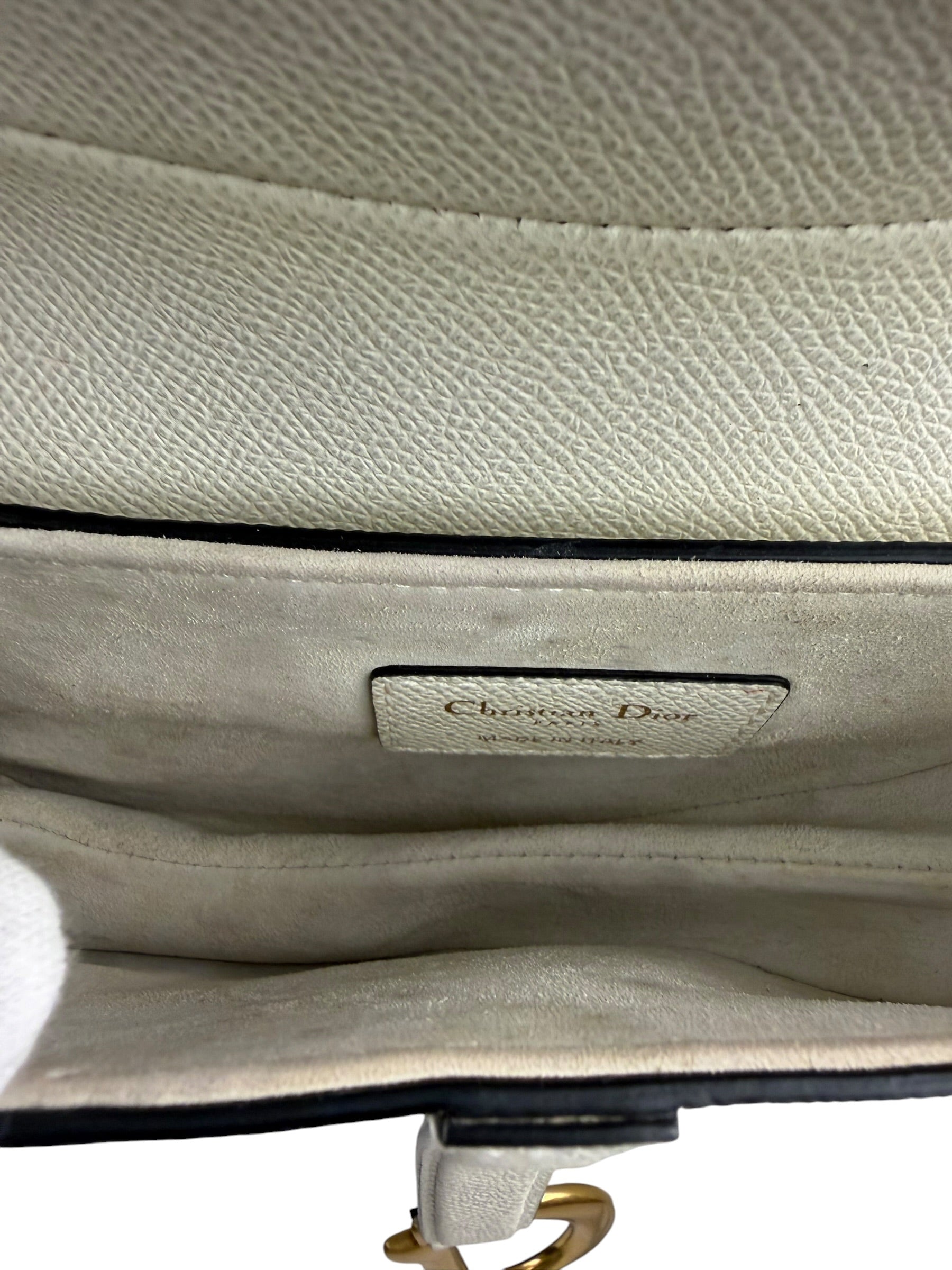 Christian Dior White Leather Saddle Hand Bag