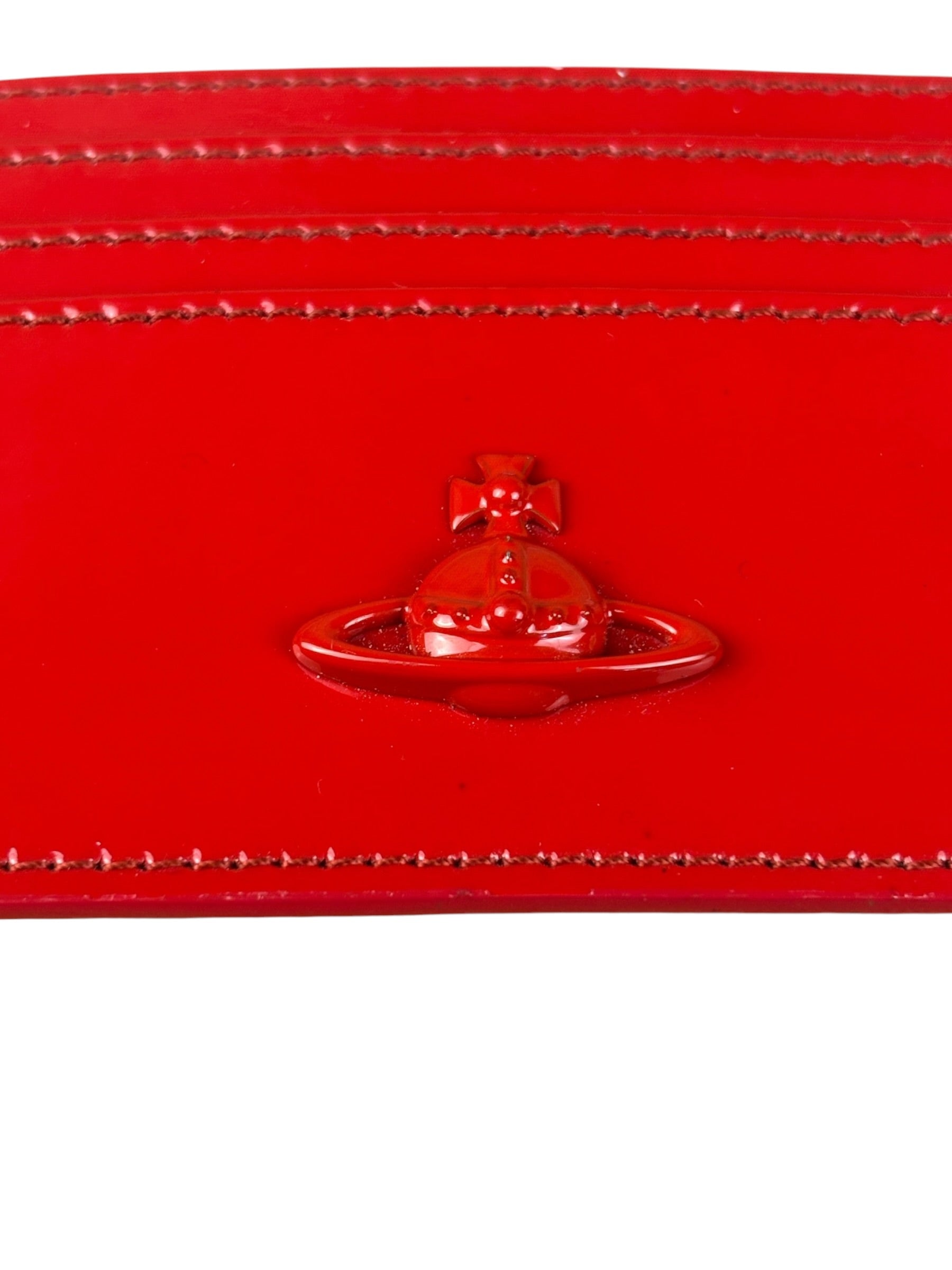 Vivienne Westwood Red Debossed Orb Card Holder