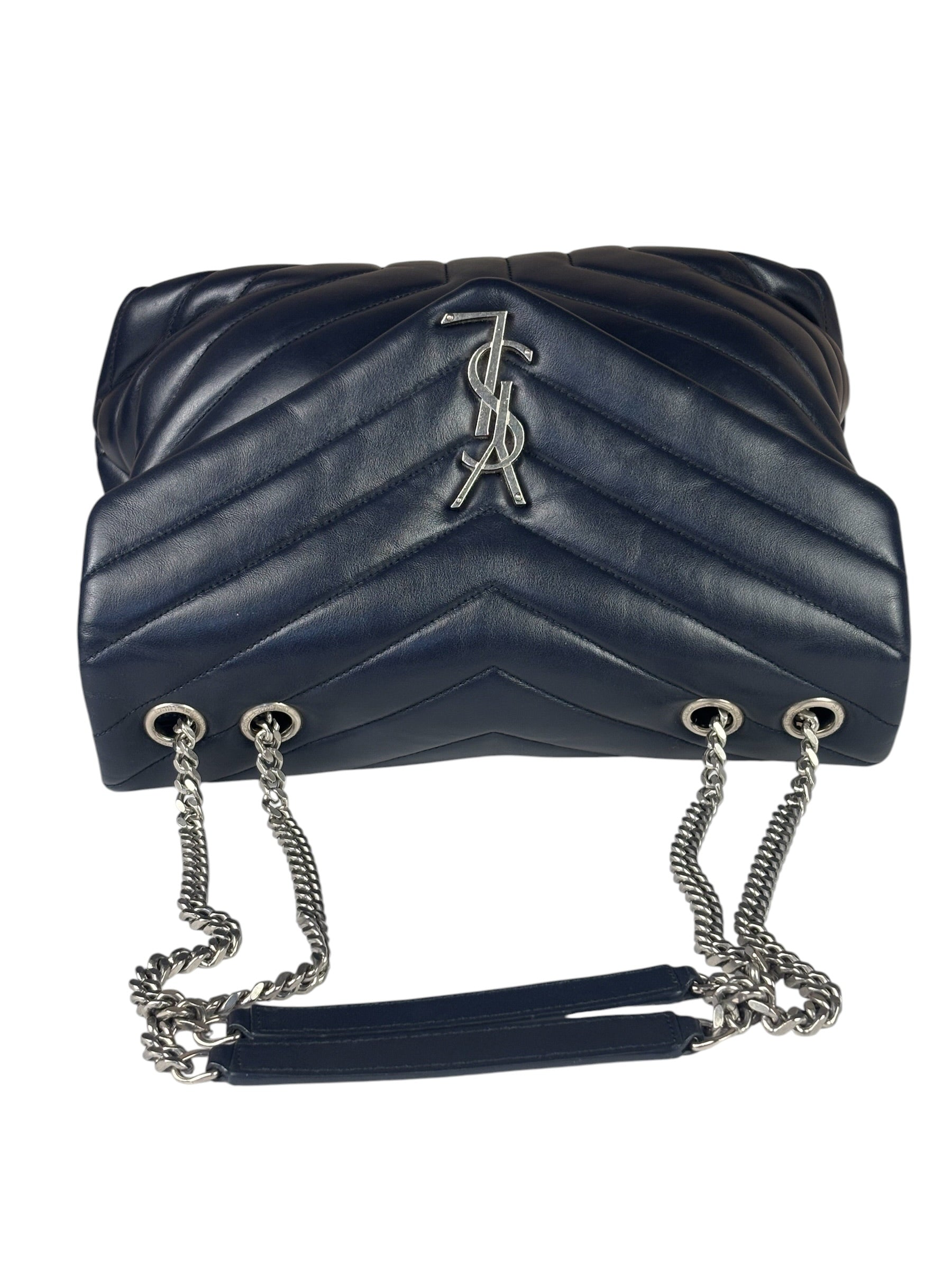 Yves Saint Laurent Navy Blue LouLou Medium Shoulder Bag
