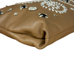 Prada Vintage Camel Leather Embroidery Clutch