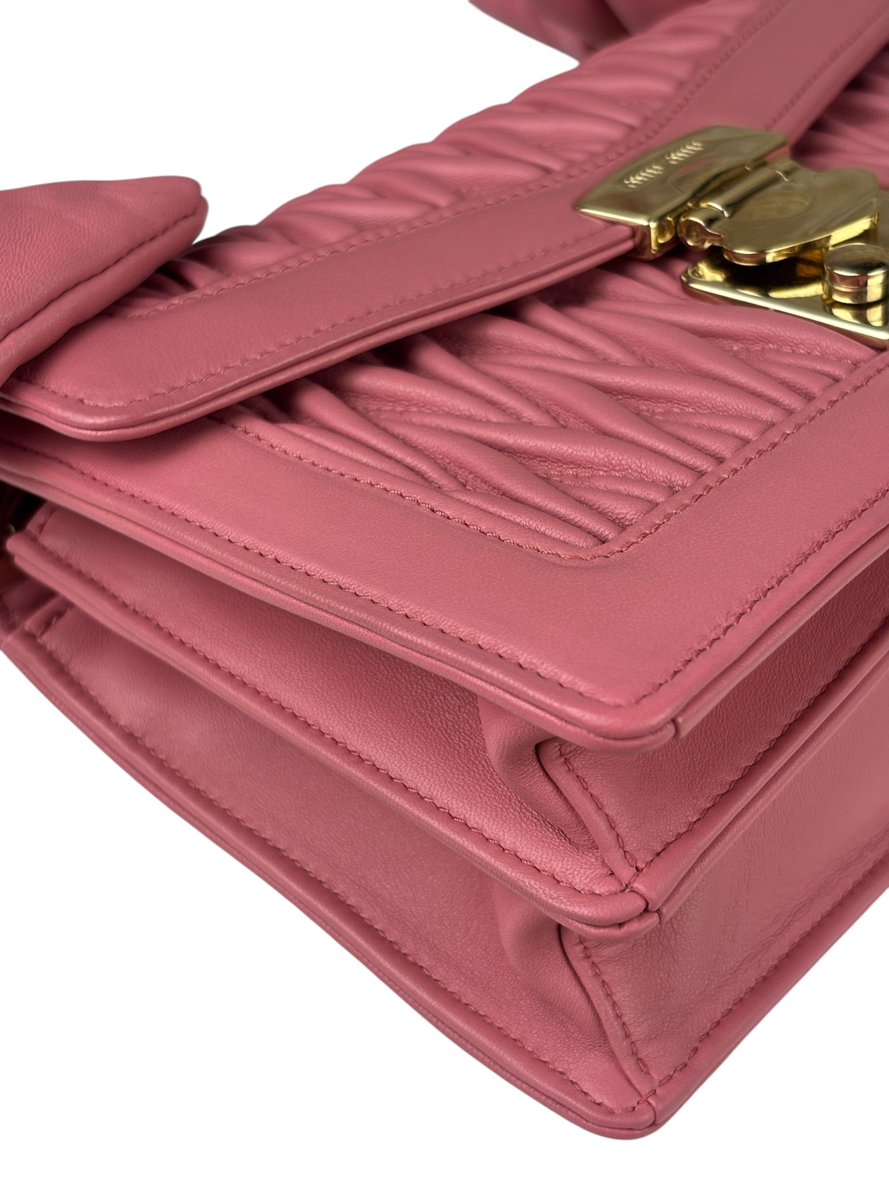 Miu Miu Pink Confidential Nappa Matelassè Leather Shoulder Bag