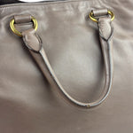 Prada Neutral Taupe Vitello Daino Leather Side Zip Large Shopper Tote