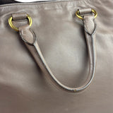 Prada Neutral Taupe Vitello Daino Leather Side Zip Large Shopper Tote