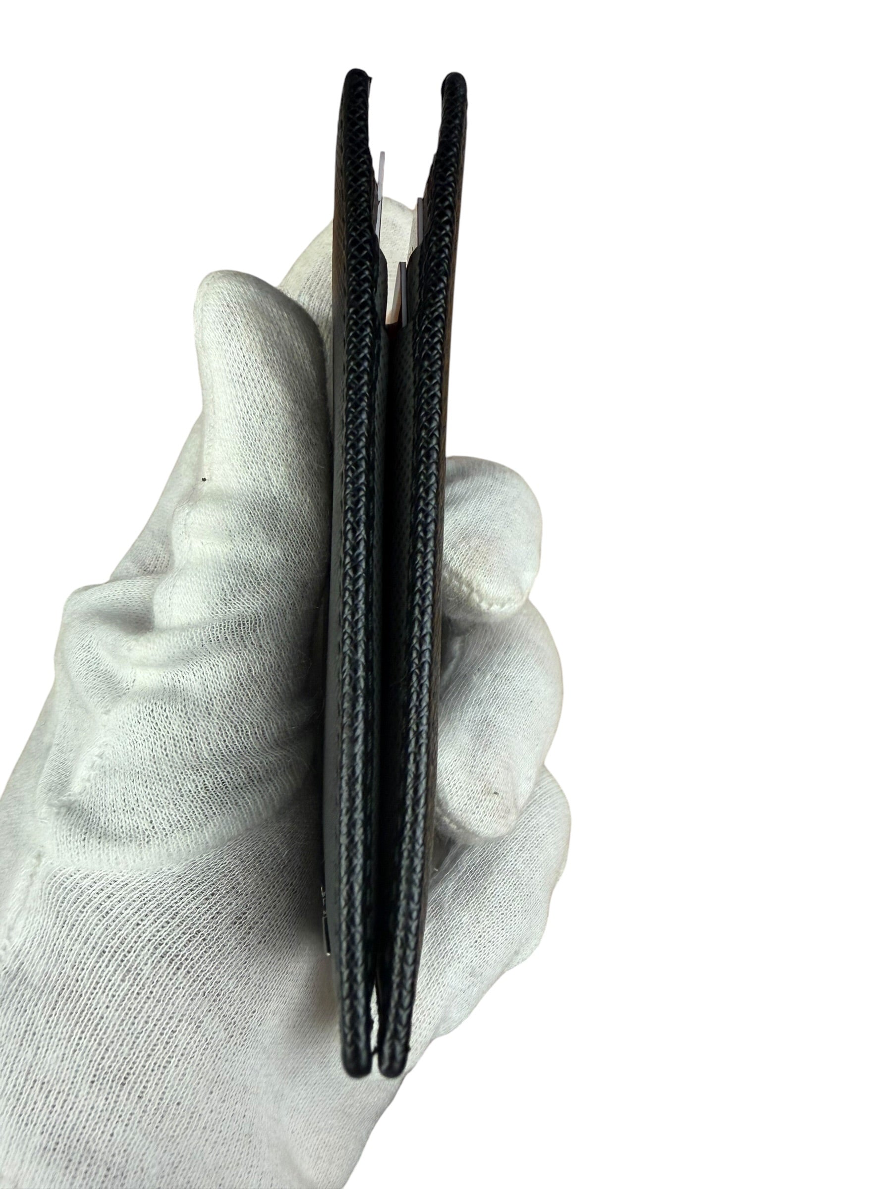 Prada Black/Grey Saffiano Leather Card Holder