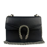 Gucci Black Pebbled Leather Dionysus Small Chain Shoulder Bag