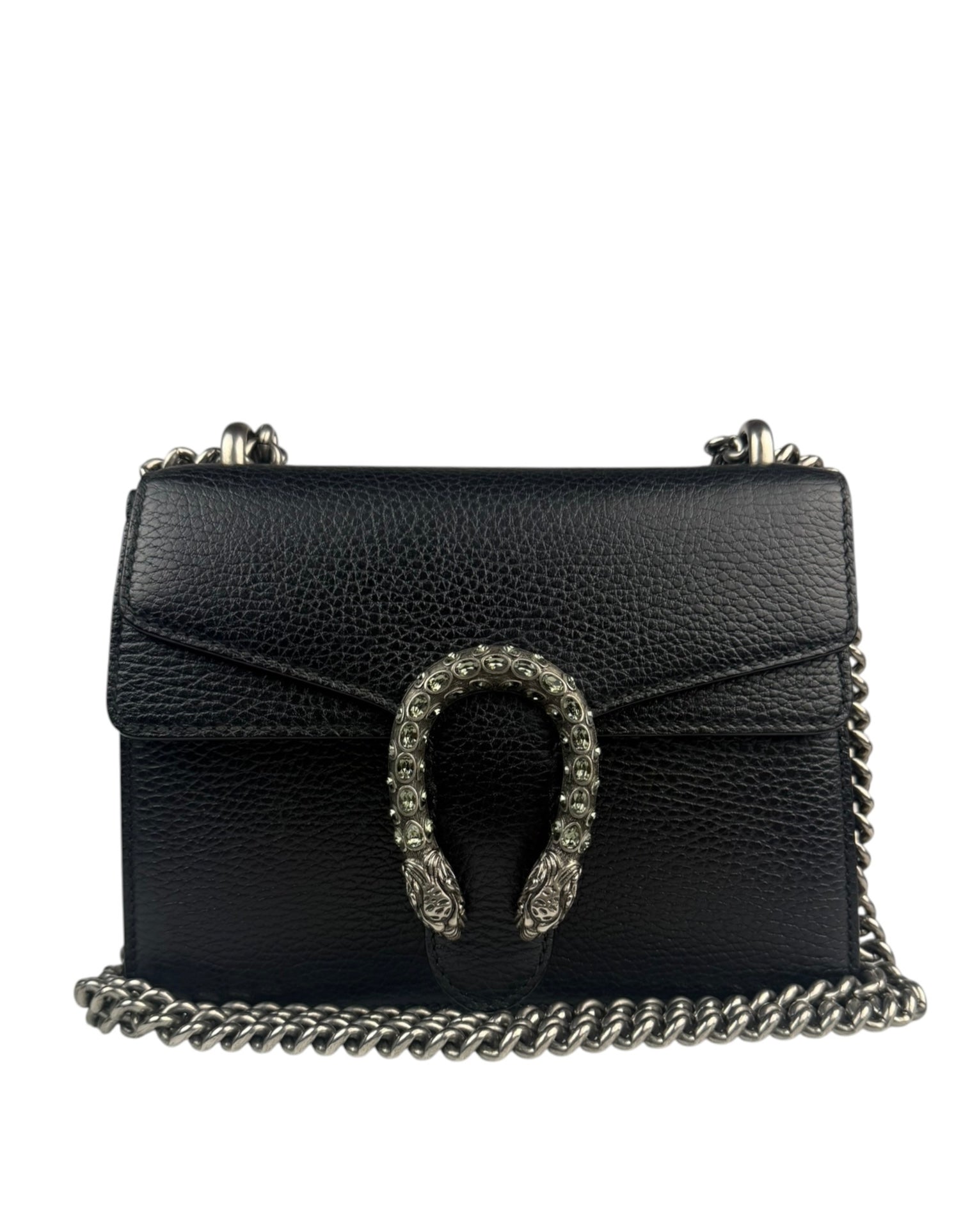 Gucci Black Pebbled Leather Dionysus Small Chain Shoulder Bag