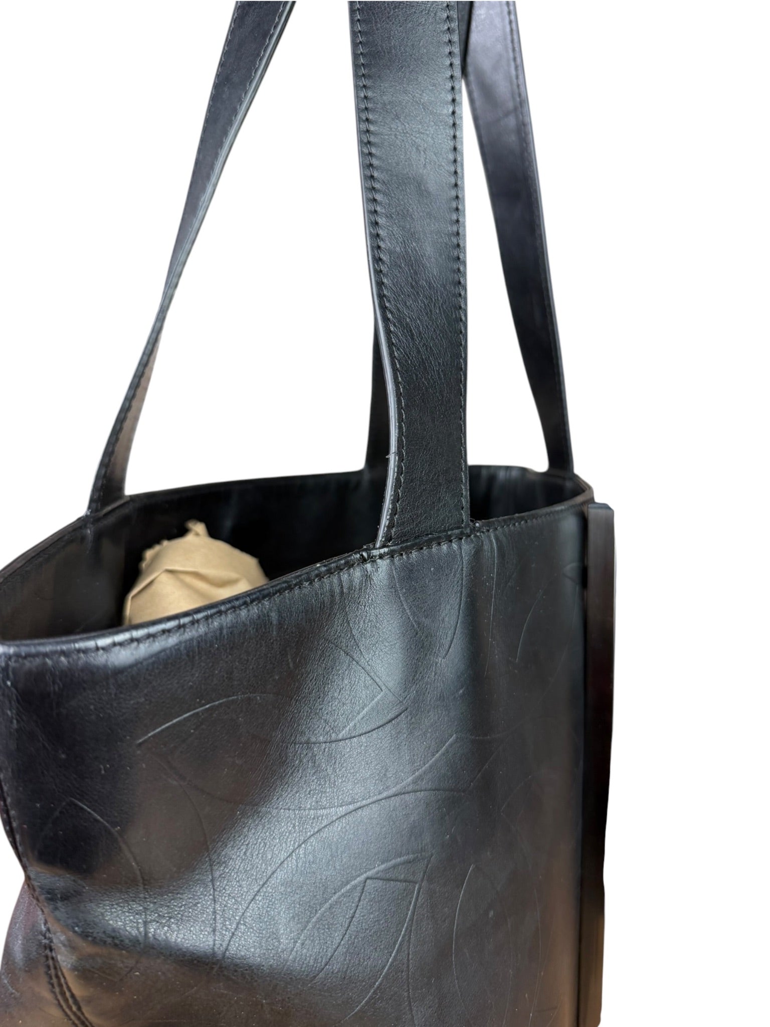 Chanel Black Lambskin CC Swirl Pattern Tote 2000