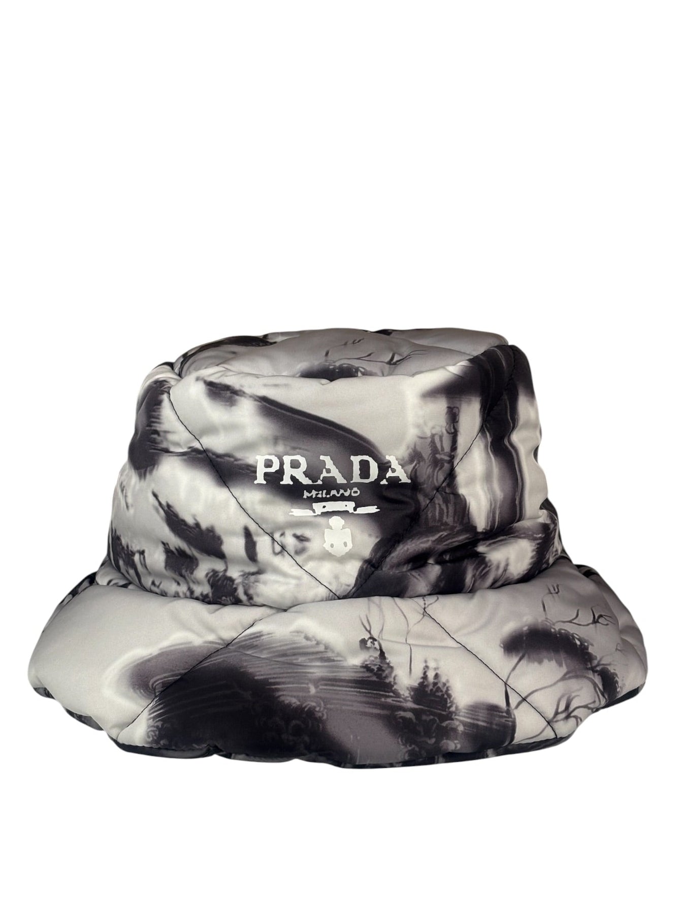 Prada Grey/Black Padded Re-Nylon Bucket Hat