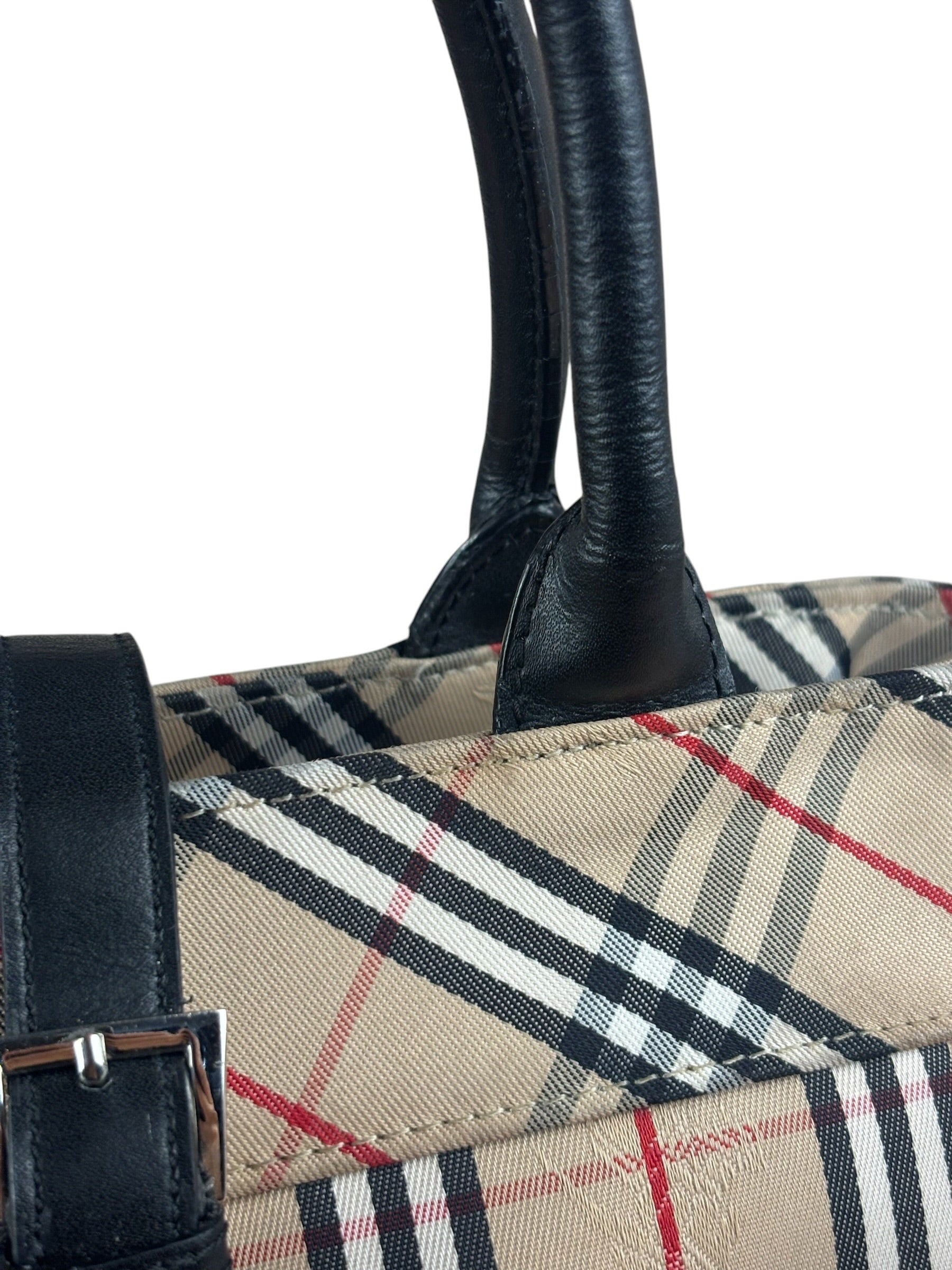 Burberry Vintage Blue Label Nova Check Multi-Pocket Nylon Tote Bag