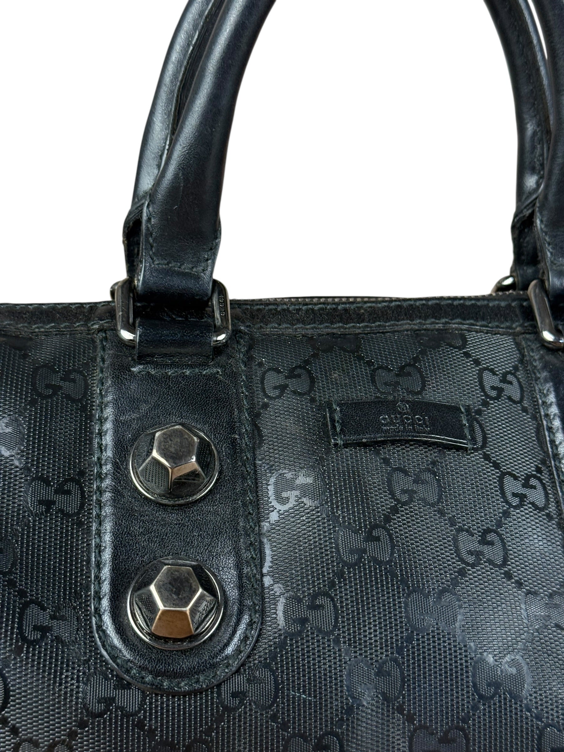 Gucci GG Black Leather Joy Boston Imprime Hand Bag