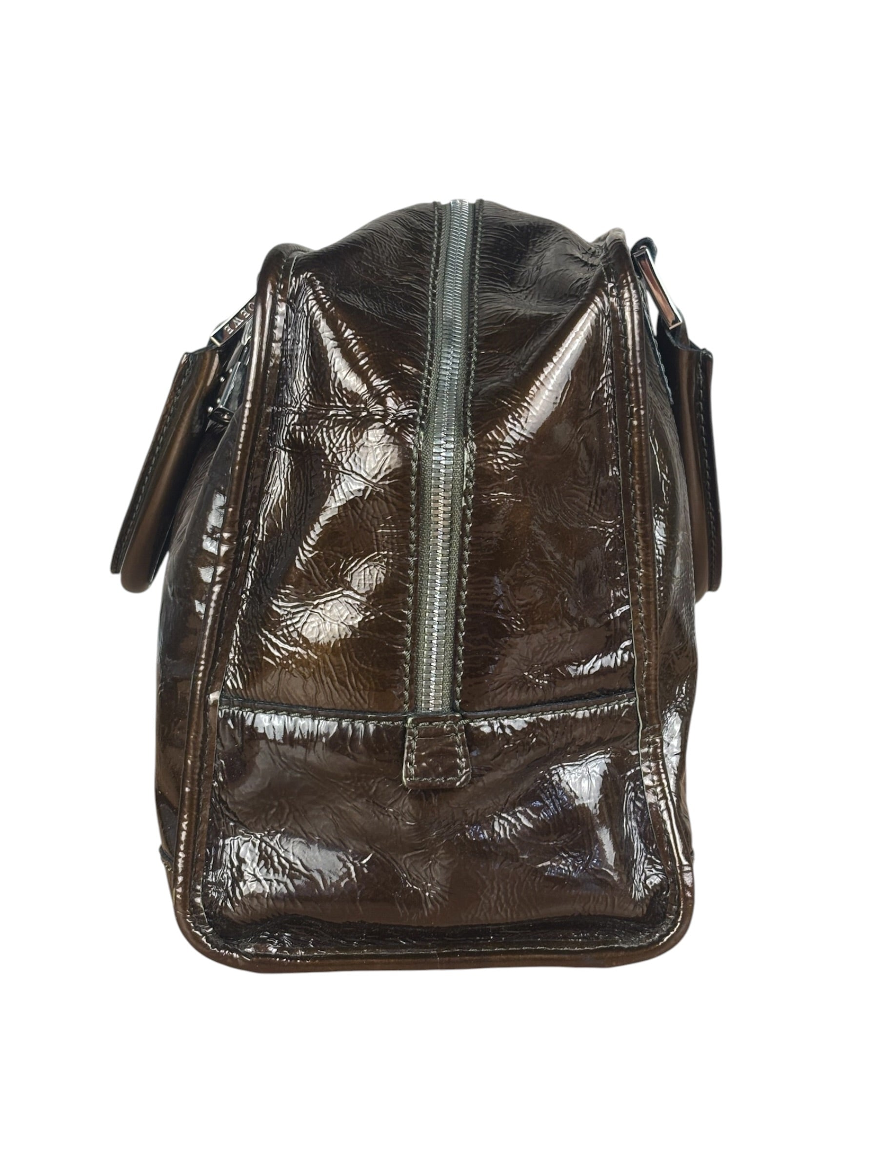 Loewe Vintage Brown Patent Leather Amazona Handbag