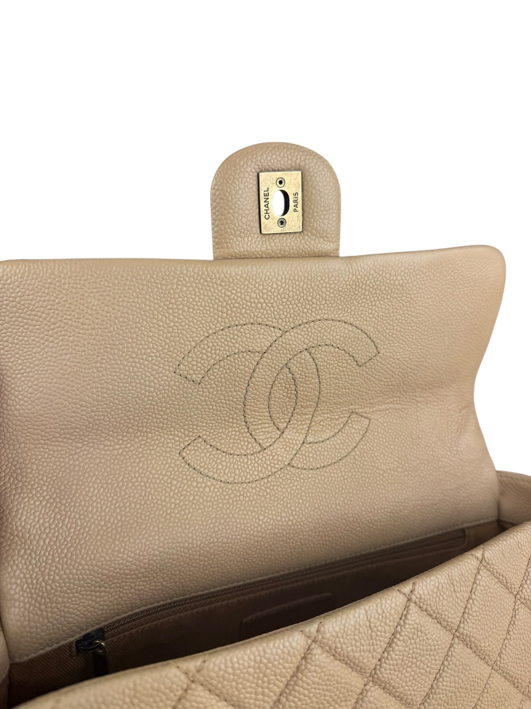 Chanel 2012 Diamond Chain Beige Single Flap