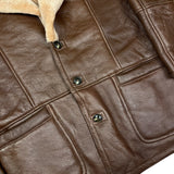 Vintage Leather Fur Lined Long Coat