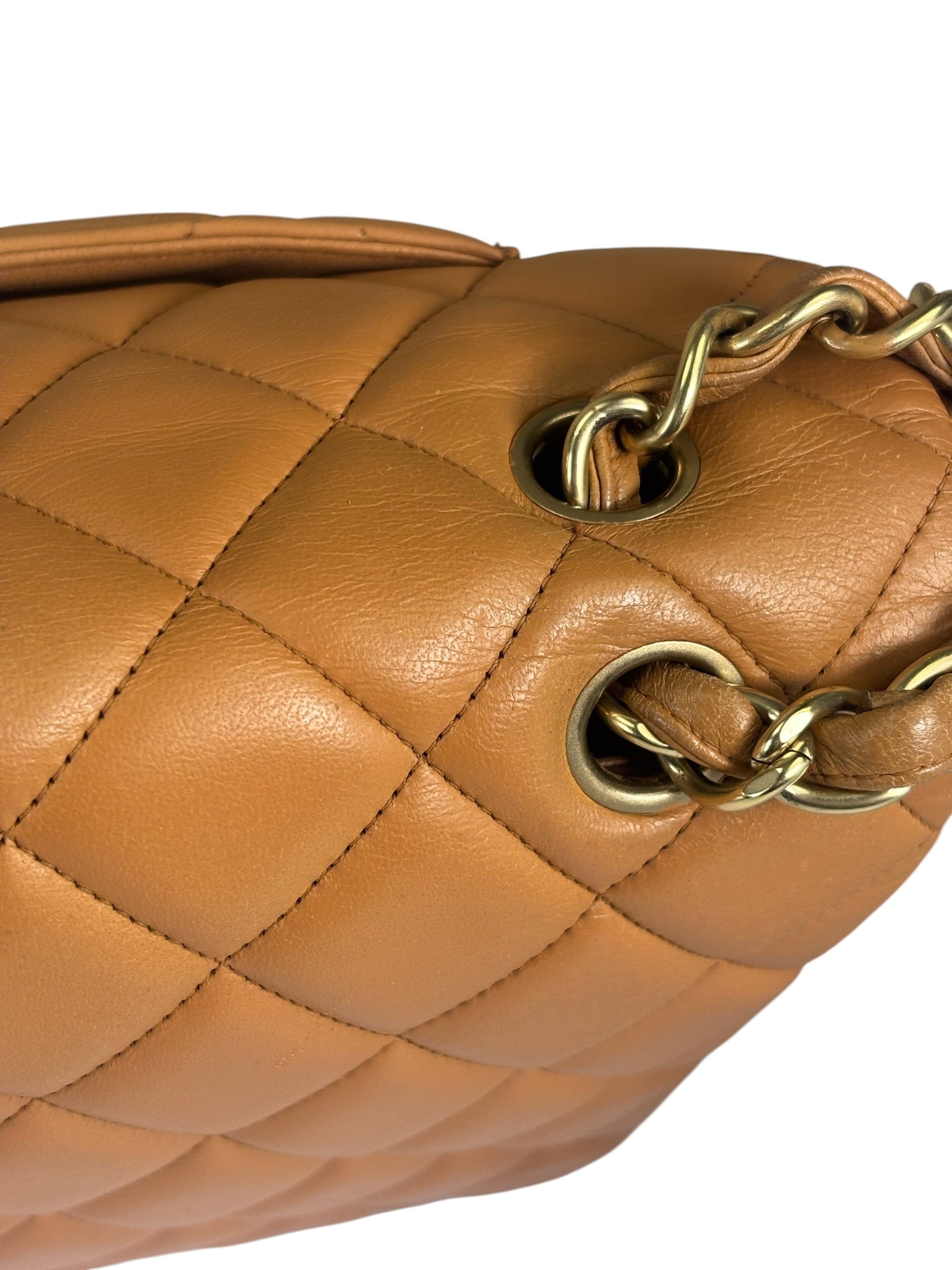 Chanel Caramel Brown Quilted Lambskin Large Shoulder Bag 2009