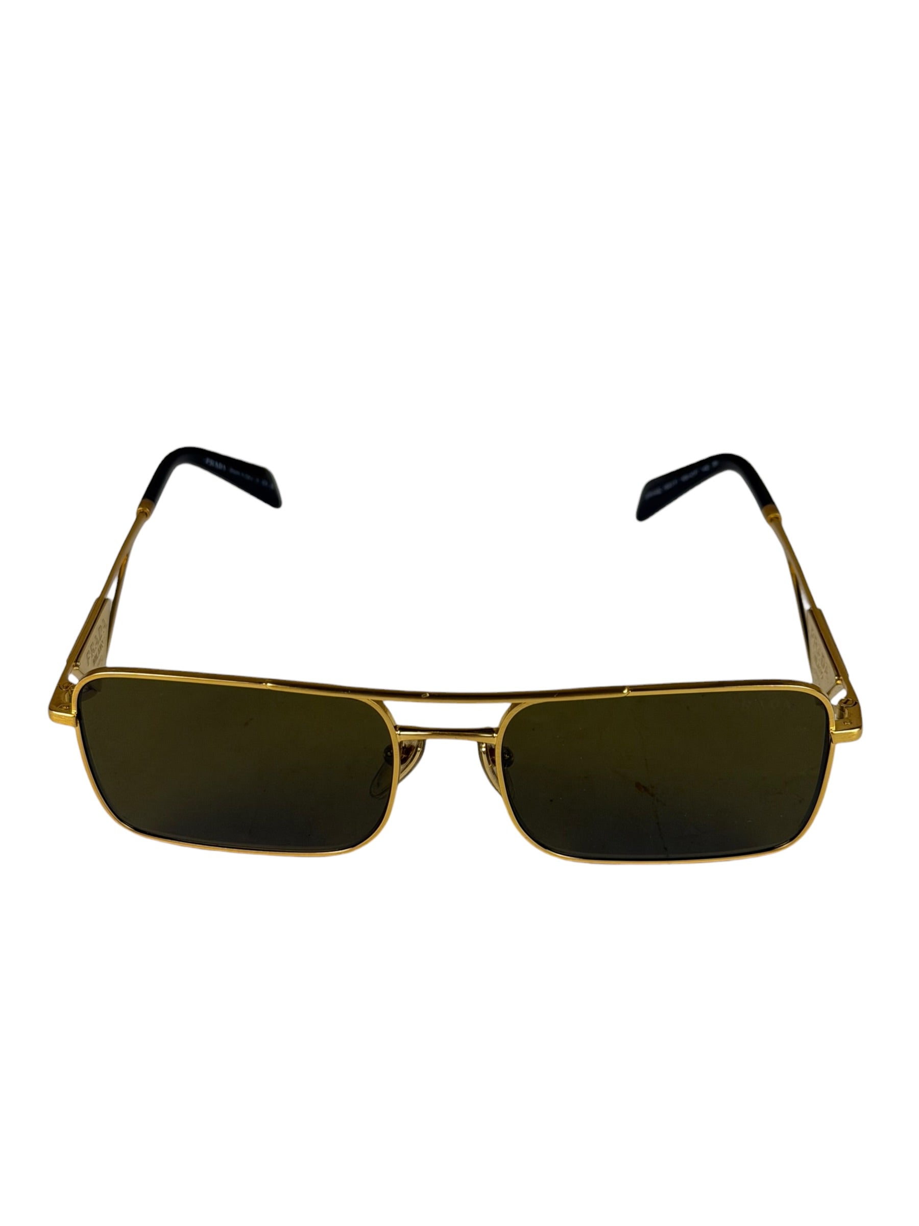 Prada Black/Gold PR A52S Rectangular Sunglasses