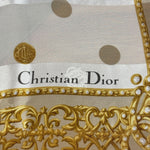 Christian Dior Vintage Baroque Crown/Scrollwork Silk Scarf