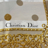 Christian Dior Vintage Baroque Crown/Scrollwork Silk Scarf