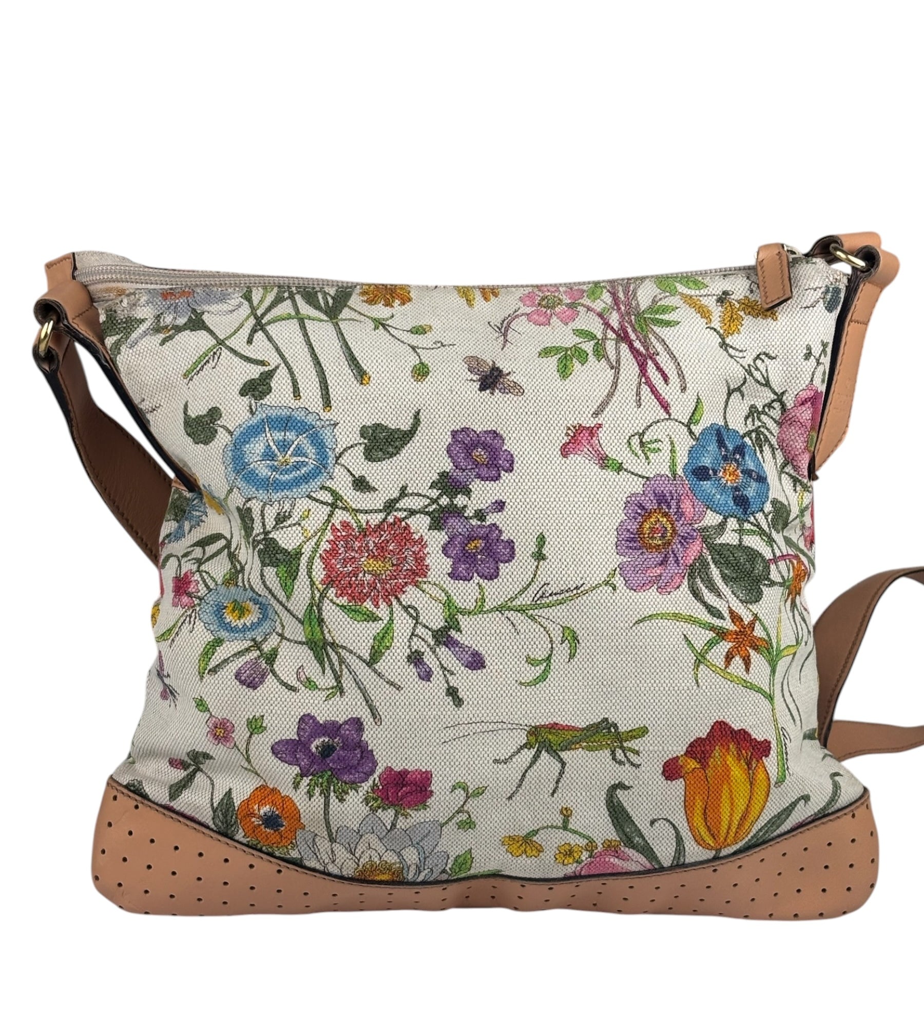 Gucci Vintage Leather/Canvas Blooms Crossbody
