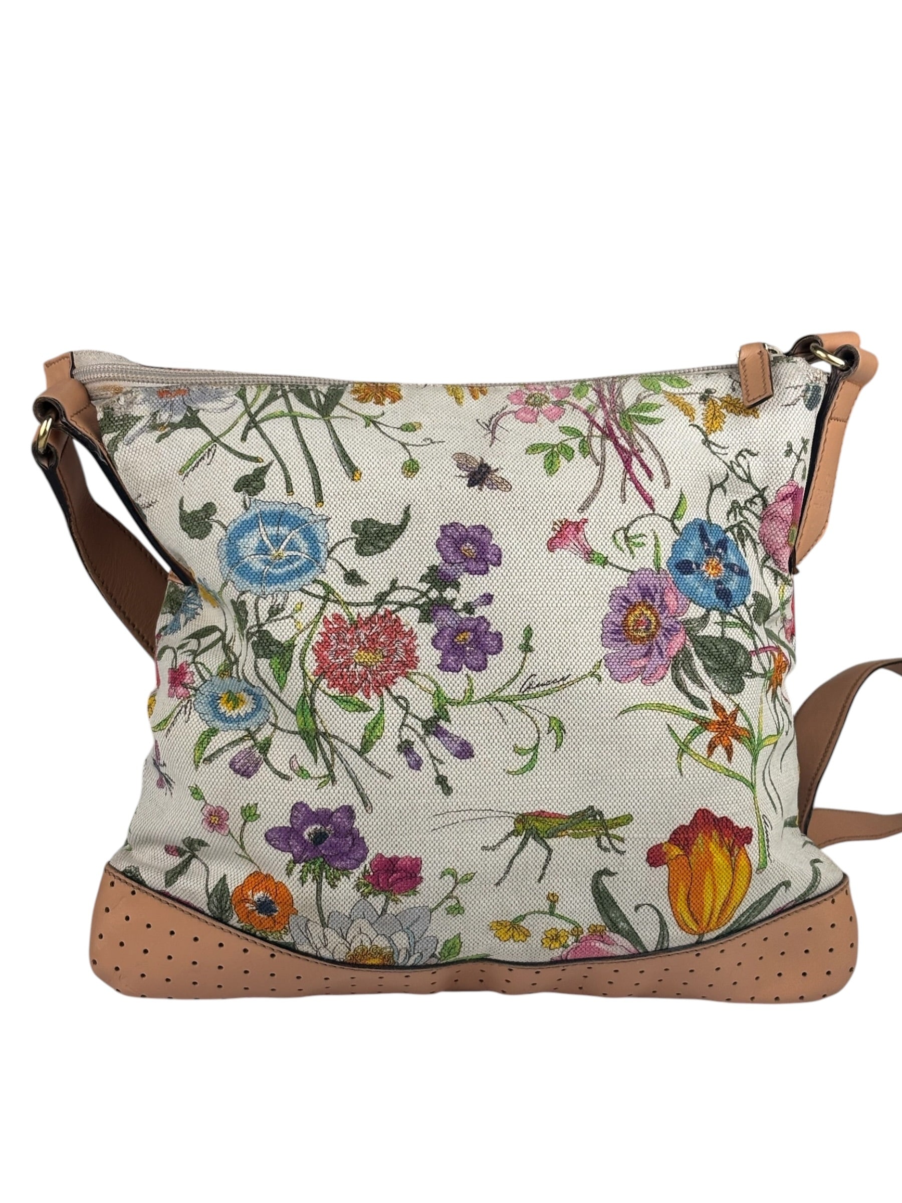 Gucci Vintage Leather/Canvas Blooms Crossbody