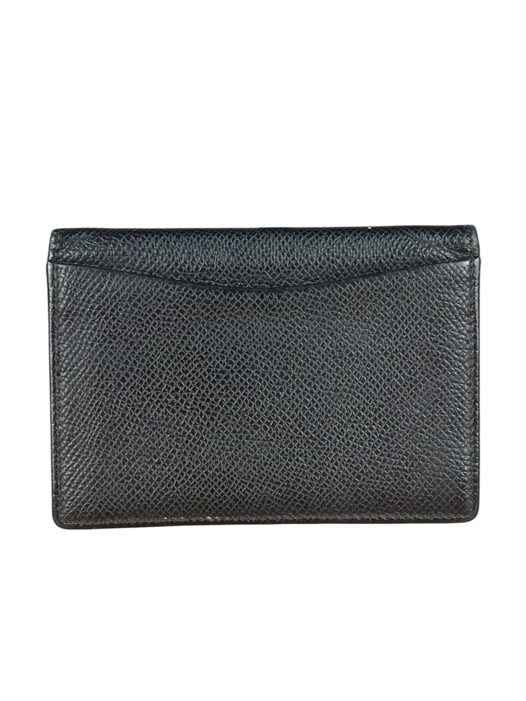 Bvlgari Black Grained Leather Bifold Card Holder