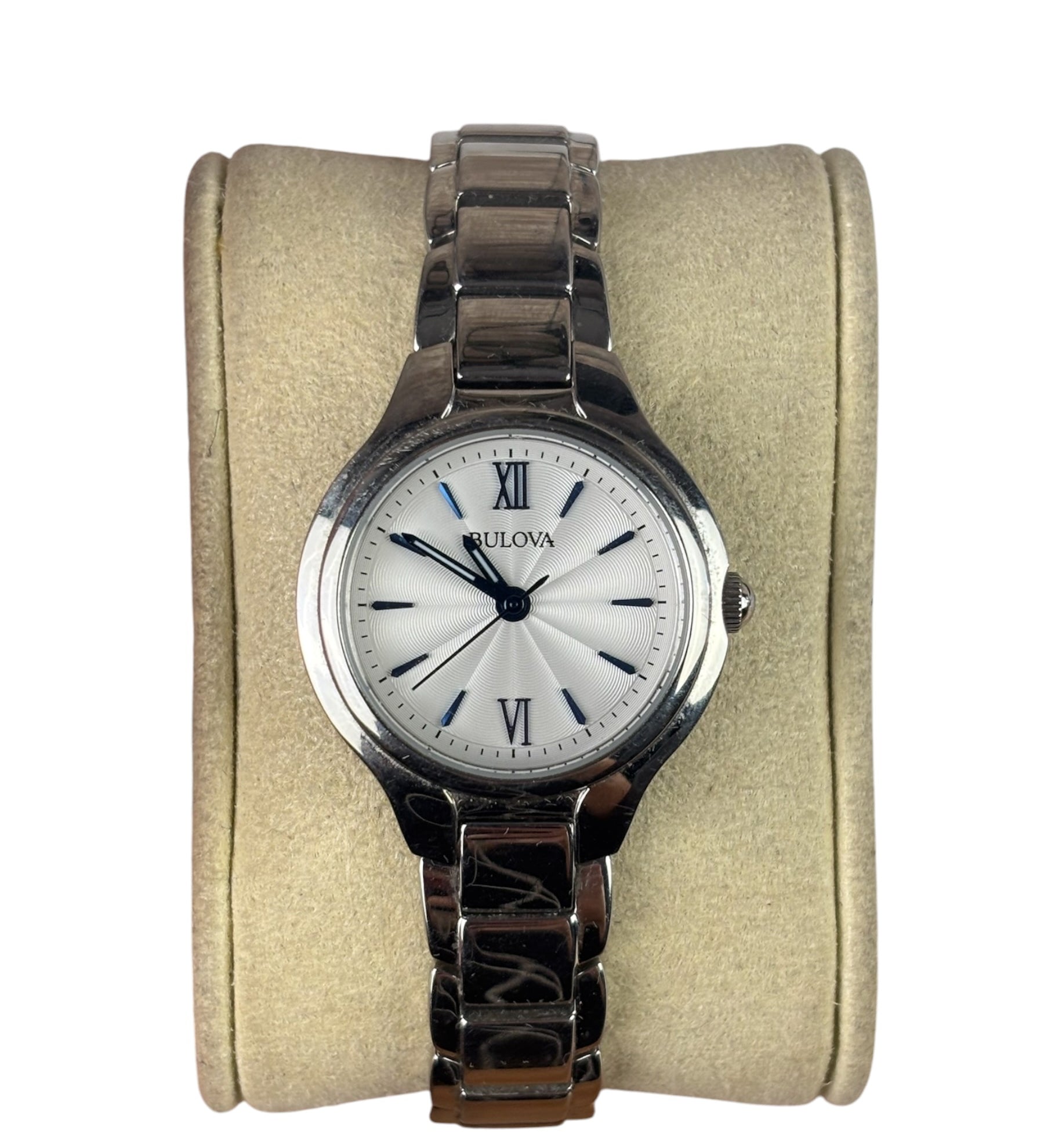 Bulova White Dial Blue Ticks