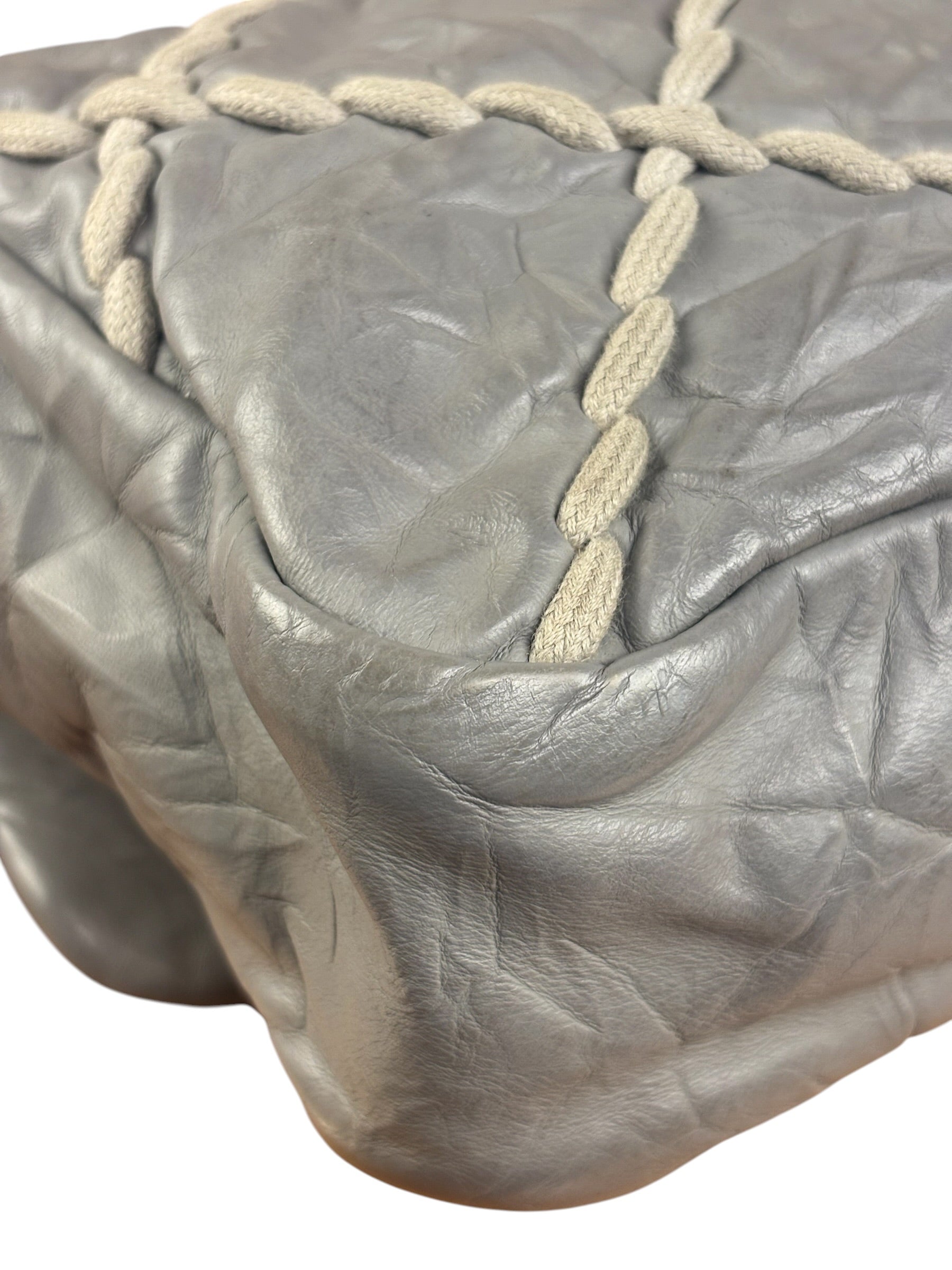 Chanel Grey Leather Ultra Stitch Classic Flap Shoulder Bag 1990